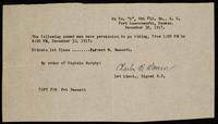 [Permission slip for Bassett to "go riding" (not a letter)] (December 30, 1917)