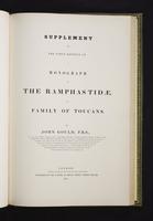 Supplement to the first edition of A monograph of the Ramphastidae, : or family of toucans