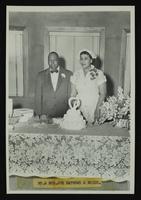Joe Matthews and Unidentified bride (b/w)