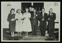 ? Loyed and Unidentified bride wedding at St. Peter Claver Church (b/w)