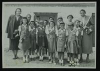 Group of unidentified girls (Bluebirds?) with Mrs. Berkley and Mrs. Parks