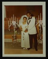 Lewis Bush and Janette Poyne[?] wedding at St. Mary's Church, 15 April 197