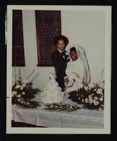 Alfred Brown and Clarresa[?] ? wedding at St. Peter Claver, 27 May 197