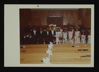 ? Mills and Janice Schoader[?] wedding at New Hope Church, 13 July 196