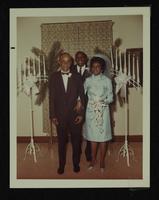 Raymond Mitchell and Unidentified bride wedding at Federation House, 7 December 196