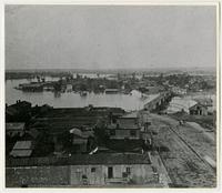 Kaw River at flood stage, taken from National Bank building looking north and east (1876 Flood)