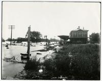 High water at Santa Fe depot (1903 Flood)
