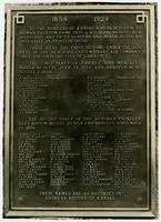 Inscribed plaque on pioneer boulder monument (75th Anniversary Historic Parade)