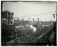 Parade scene from high view (Semi-Centennial Parade)
