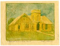 Trinity Episcopal Church, Tri-Color Print By Maragaret Wittemore