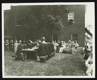 Reenactment of signing First Kansas Legislature in Watkins Park (Lawrence Centennial Parade)