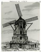 Watercolor of windmill by Orlando E. Wilson