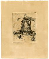 Etchings of windmill by Clara A. Hatton