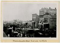 Massachusetts Street, 700 block, east and west sides with crowd