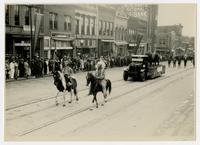 Two Native Americans and two buffalo from KU museum
