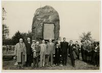 Dedication of pioneer boulder monument