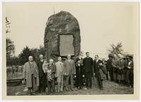 Dedication of pioneer boulder monument