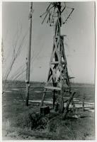 Ruins of wooden windmill on Haskell Road