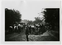 Workcrew laying pipes in street