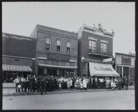 Washing machine demonstration in front of Allison's store