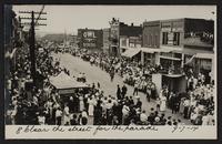 Labor Day Parade; high water in shop yards; depot and viaduct; first airplane flight in Bourke's pasture