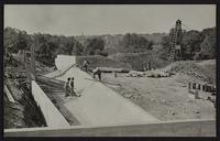 Mission Lake Dam site-building spillway