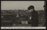 Views at railroad bridge and water treating plant; Junior and Cooky; views of new cement viaduct arch