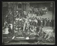 Parade float with some sort of acrobatics (Semi-Centennial Parade)