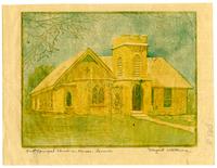 Trinity Episcopal Church, Tri-Color Print By Maragaret Wittemore