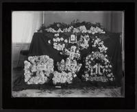 Flower draped casket