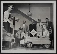 Lawrence Schools - Front row - Mrs. Gordon Gustafson; Sgt. Jack Evans; Katherine Hein; Debbie Green; (L to R - rear) Police Chief John Hazlet; Harry Starks; Lyman Wiley; Bud Roberts.