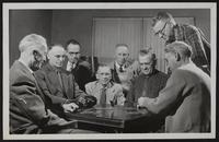 Lawrence bridge players - (L to R) Thomas Ryther; Ernest Bigsby; Ted Grey; Edward Brass; Paul Coker; Ernie Williams; U. B. Elliot; Elza (short) Wiley.