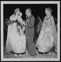 Centennial (L to R) Polly Peppercorn Queen, Chancellor Dr. Franklin D Murphy, Judy Cotton.