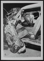 Auto wrecks - Accident in fall of 1951 showing door damaged by opening during impact.