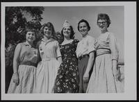 Girl Staters (L to R) Janis Moon, Winfield, Lt. Governor. Marcia Casey, Hutchinson, Gov. (Both nationalists); Judy Gorton, ex-governor; Linda Kay Scifers, Pittsburg, Governor; Patricia Speir, Newton; (both Federalists)