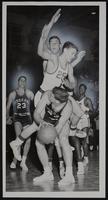 LHS Basketball v. Atchison. LHS&#39;s Jerry Cunningham (23); A&#39;s Tom Wyrick (25); Jim Ragan.