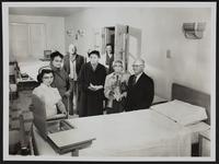 Memorial Hospital at Winchester (L to R) Mrs. Robert Taylor; Mrs. C. E. Olds; Mrs. Ed Walker; Mrs. Edith Braden; W. W. Mitchell.