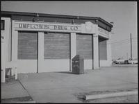 Sunflower, Kansas - Closed drugstore- showing deterioration of boom town near Sunflower Ordnance.