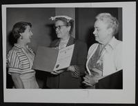 Electa Kindlesperger (center) and Mrs. Leo Eller (left) and unidentified.