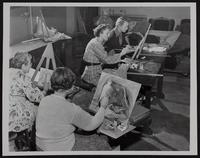 Adult Education - Oil Painting Class (L to R) Mrs. Daisy Williams Ames; Mrs. A. R. Kennedy; Mrs. E. L. Masters; Mrs. Loke Smith.