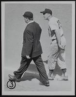 KC Baseball - KC&#39;s Hector Lopez tags Yankees Billy Hunter out at third. Complaint to Umpire Honochick and then to (4) Frank Crosetti.