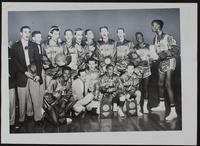 San Francisco U 1955 NCAA Champs - Bill Russel at right and KC Jones Kneeling at Left.