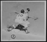 KC Baseball - KC's Hector Lopez tags Yankees Billy Hunter out at third. Complaint to Umpire Honochick and then to (4) Frank Crosetti.