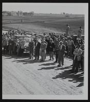 Kansas Turnpike - Governor Fred Hall addresses crowd at site of first cement pouring near Big Springs.