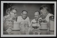 Men&#39;s coffee group - (L to R) Dr. Dale Sillix; L. L. Smith; Jim Schubert; Clayton Stone.