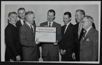 Lawrence Business Clubs - Optimists (L to R) Bill Piper, KCMO; Jim Whitsitt, KCMO; Alden Holm, district governor; John Starkey; Mayor John Crown; Jud Putsch, KC; Ferguson Bell, KC.