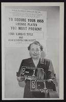 Mrs. Pauline Cory of Eudora with 1955 car plates.