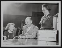 Lawrence Speech Clinic (L to R) Mary Lathrom; Wayne Trial; Mrs. Clyde Wood.