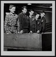 LHS Future Farmers program (L to R) Harold Mitchell; Ronnie Stauffer; Glen Breithaupt; Emmett Tuckel; Ronnie Hoover.