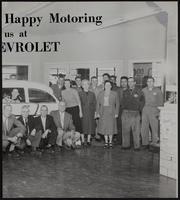 Lawrence Shops - Winter Chevrolet workforce - "Blondie" Mathews (At side of left front wheel); unknown on left; Shipman Winters; unknown; "Brownie" Kerns; M.S. "Ship" Winter.